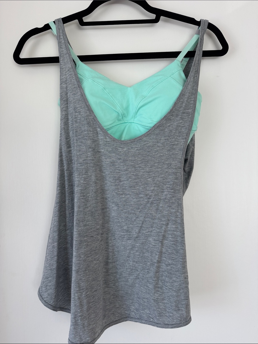 Lululemon Gray Draped Tank with attached Mint Green Sports Bra Size 4